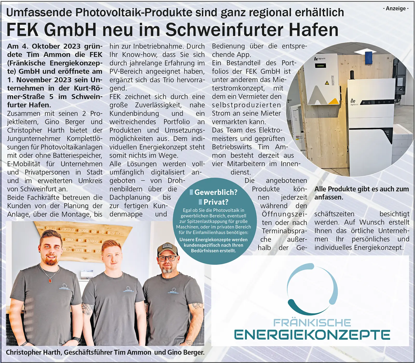 Presseartikel im Schweinfurter Anzeiger, 2024
